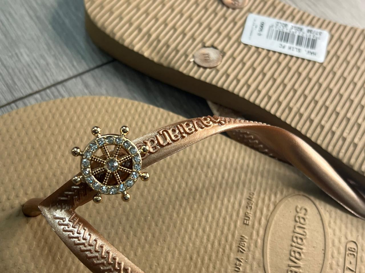 Diamond Flip Flop Rose Gold with Anchor Details