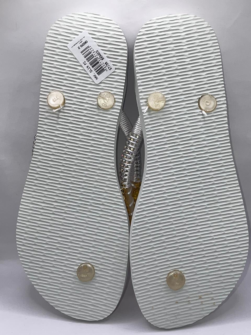 Diamond Flip Flop Custon Slim with Crystal gold Details white