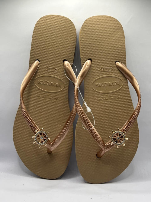 Diamond Flip Flop Rose Gold with Anchor Details