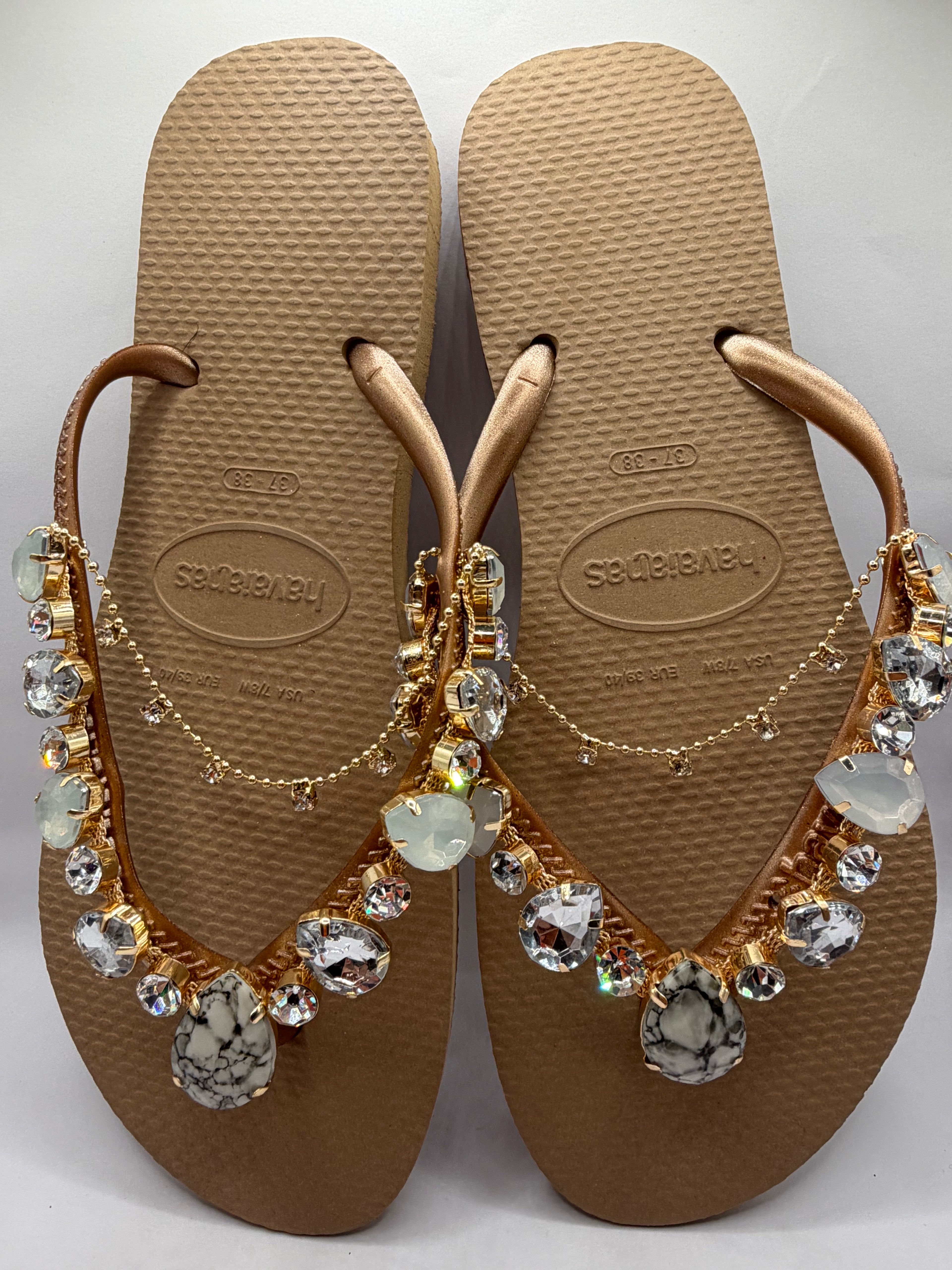 Diamond Flip Flop With Crystal Rose Gold