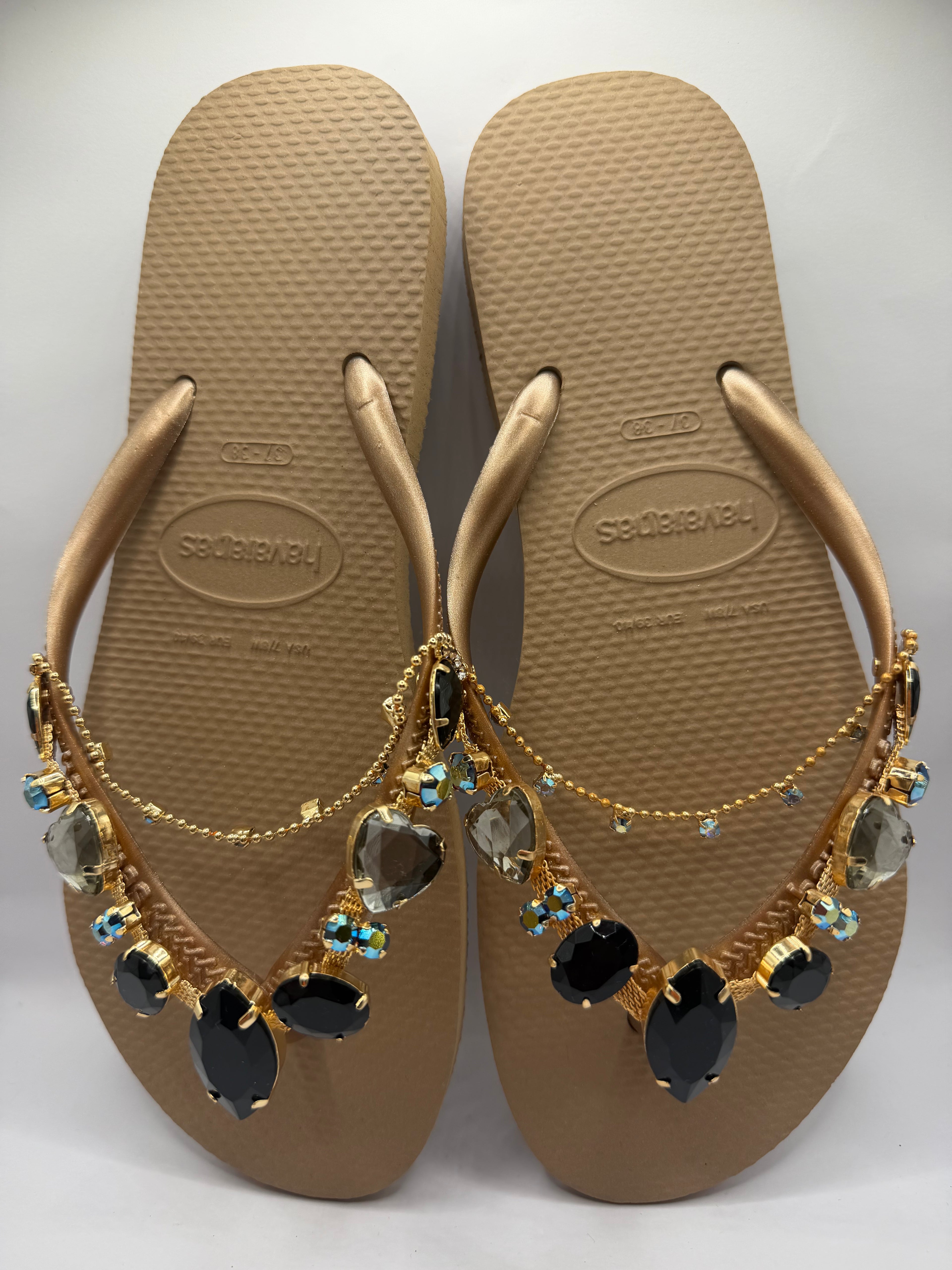 Diamond Flip Flop Rose Gold With Crystal