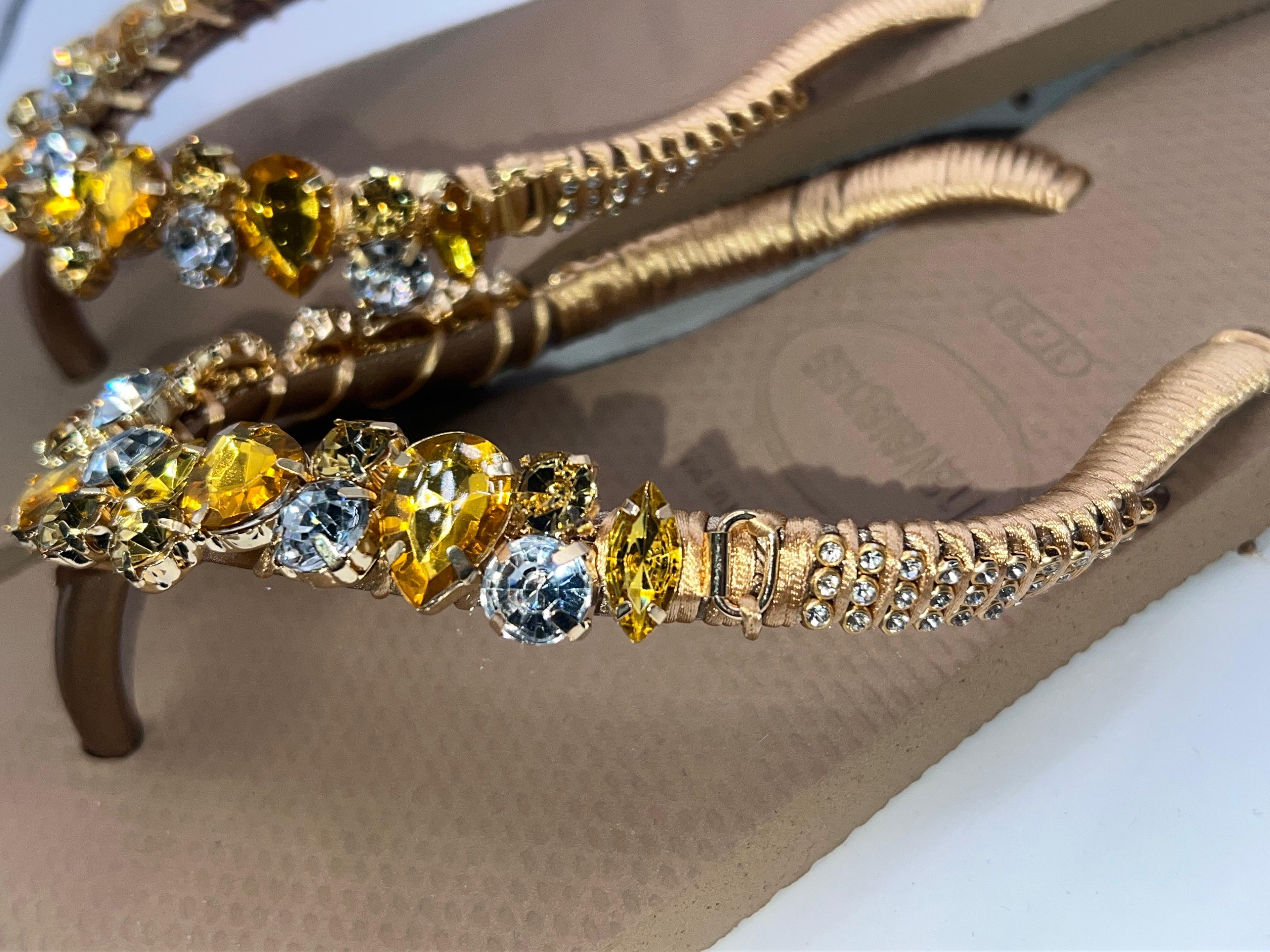 Diamond Flip Flop Custon Slim with Crystal Details Rose Gold